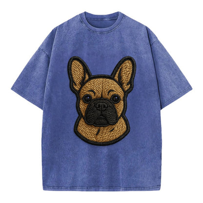 French Bulldog - Modern streetwear style - Vintage T-shirt - Blue