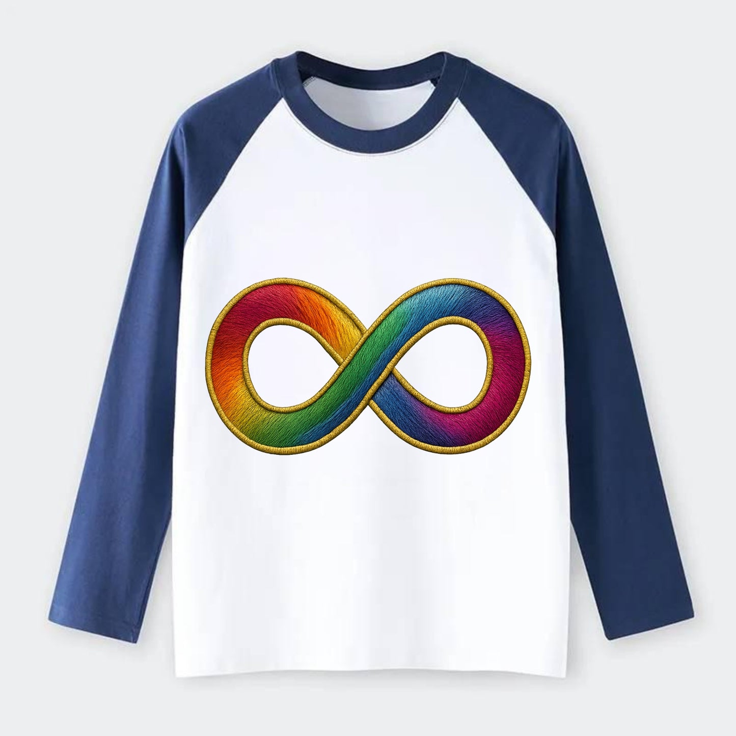 Infinity Symbol  - Raglan Long Sleeve T-Shirt - Blue