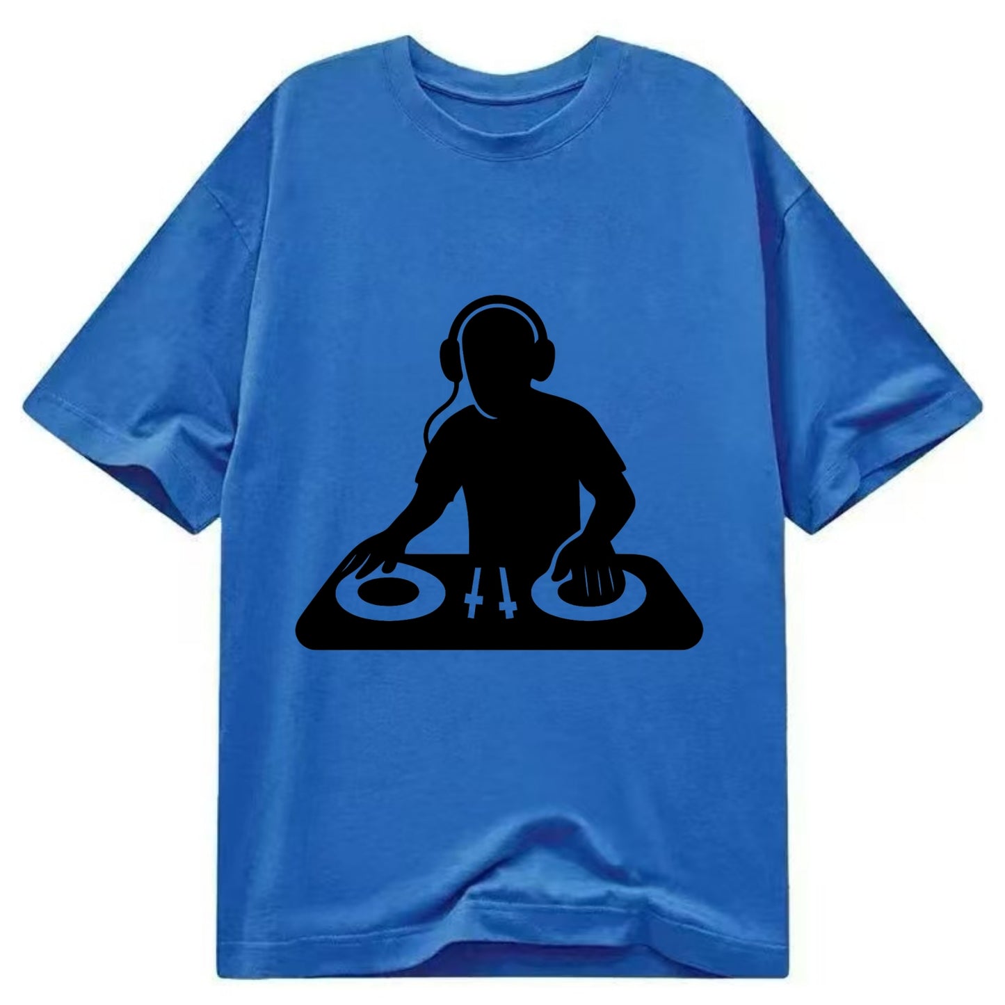 DJ with turntables and headphones - Classic T-shirt - Blue