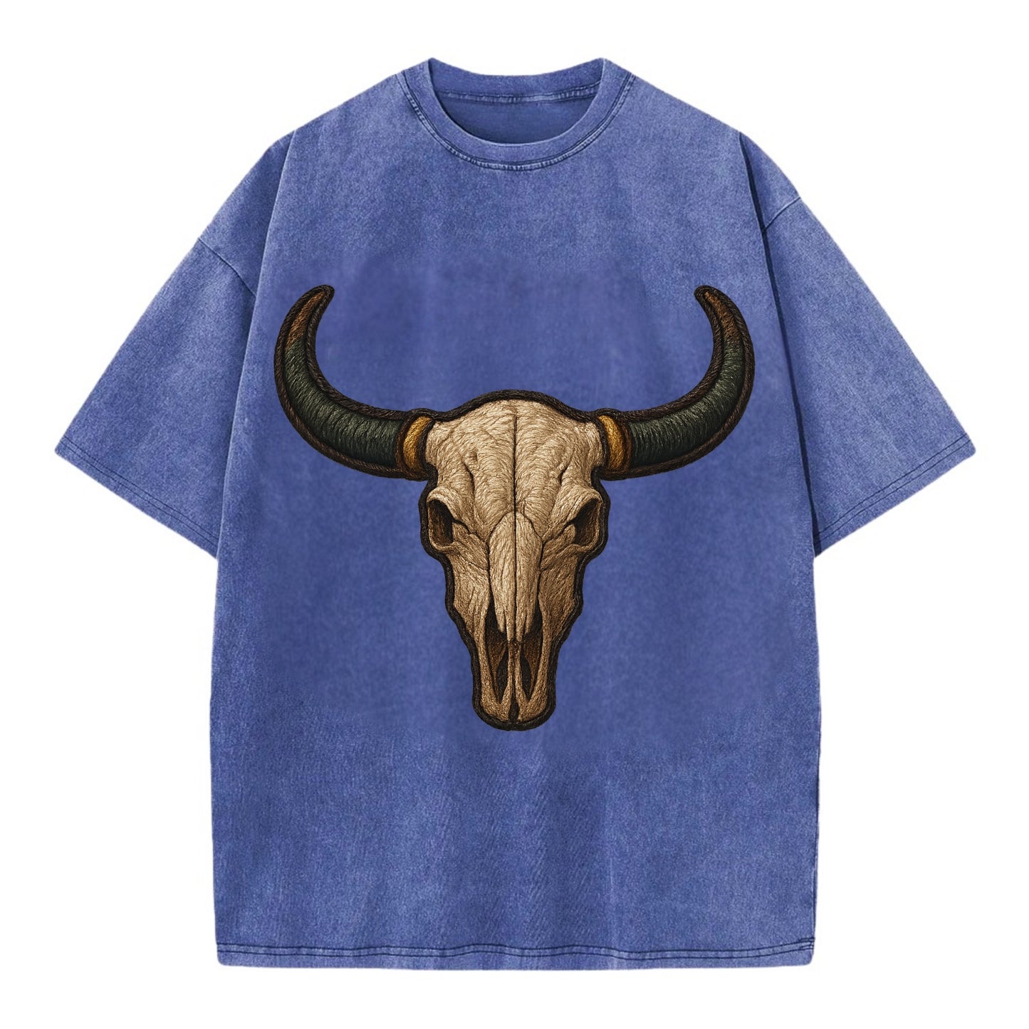 Bull Skull  - Vintage T-shirt - Blue
