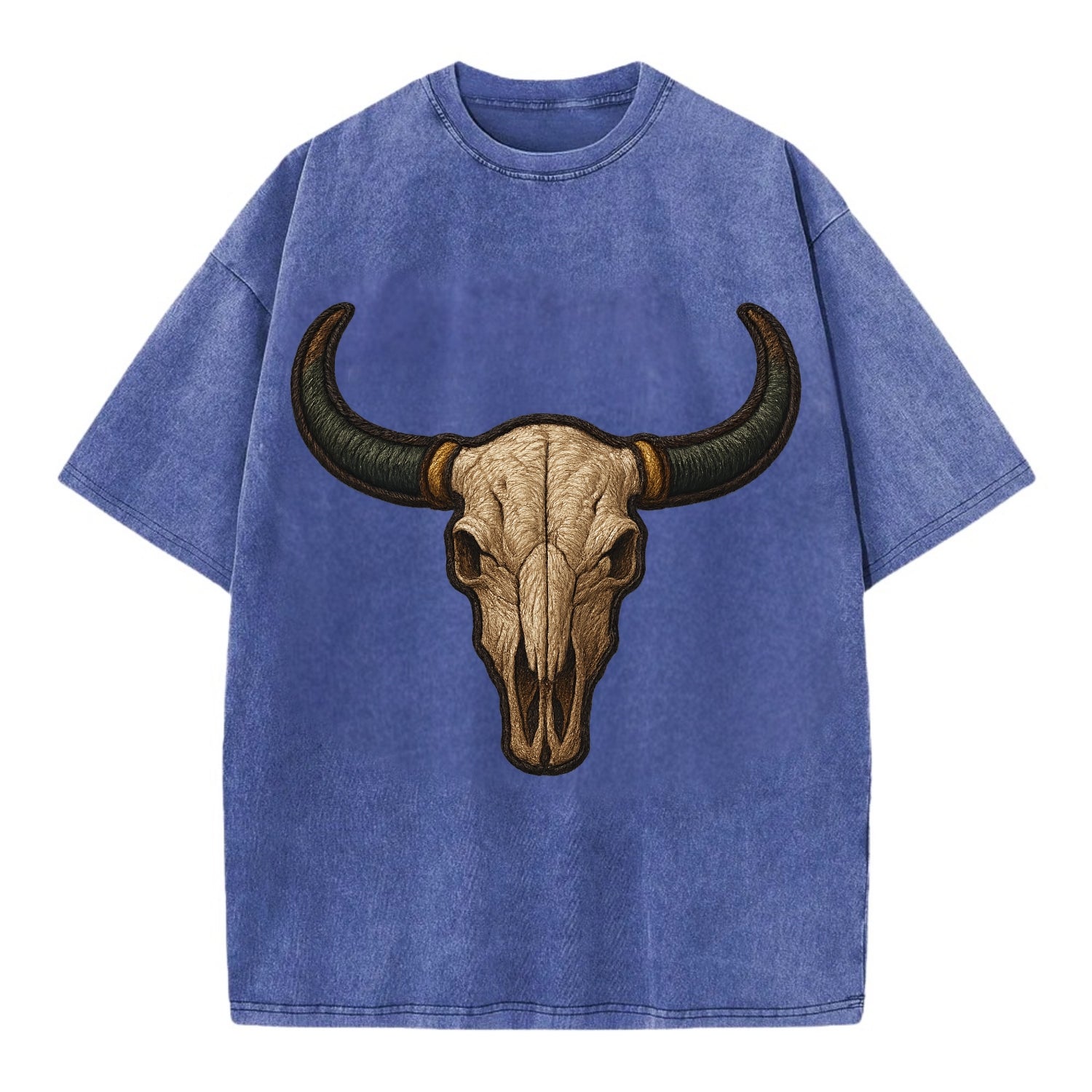 Bull Skull  - Vintage T-shirt - Blue