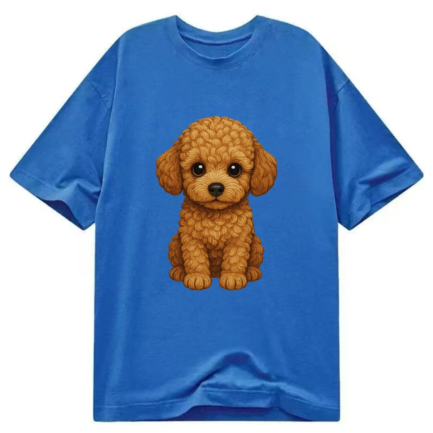 Baby Poodle Puppy - curly fluffy coat, intelligent eyes, elegant snout, - Classic T-shirt - Blue