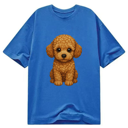 Baby Poodle Puppy - curly fluffy coat, intelligent eyes, elegant snout, - Classic T-shirt - Blue