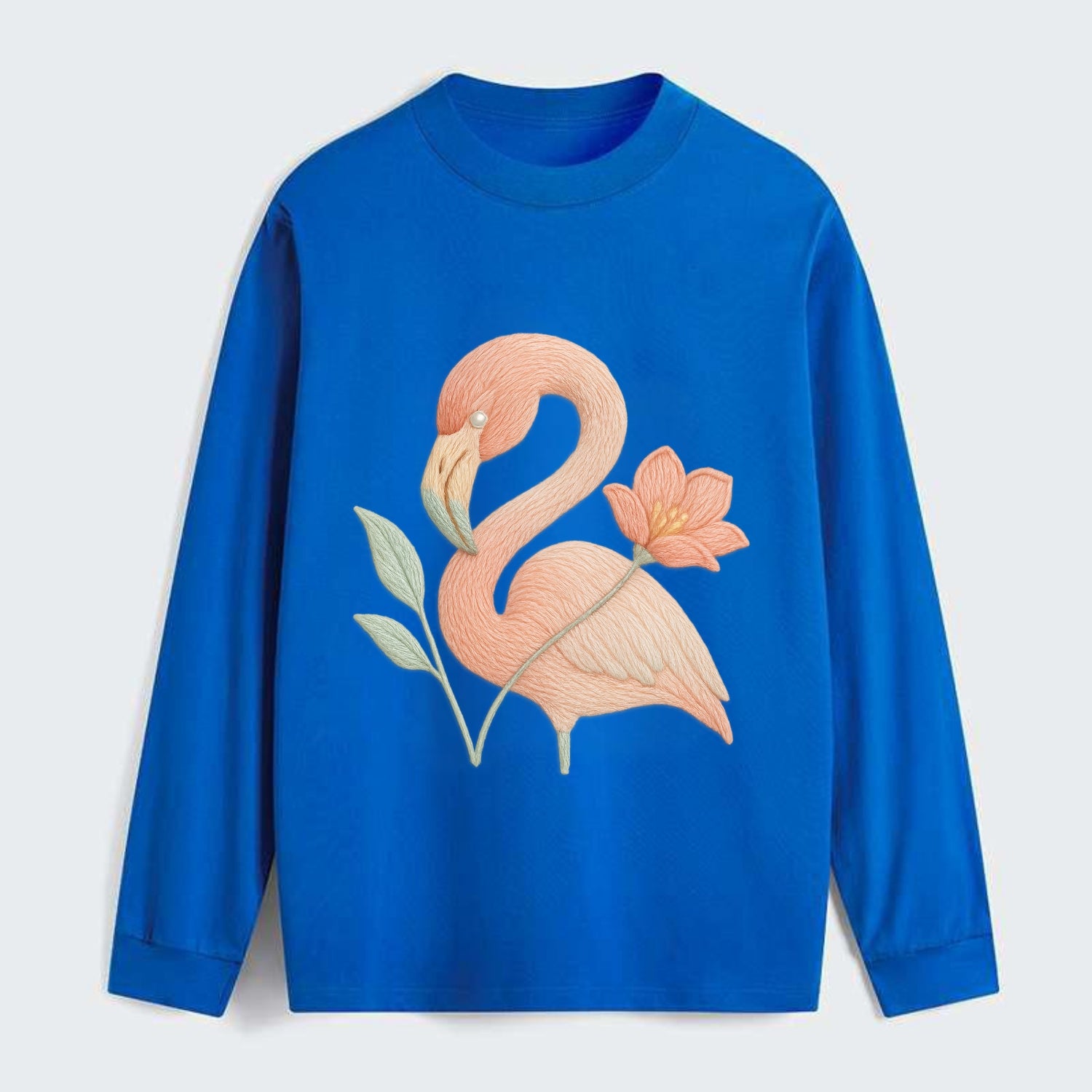 Peach Flamingo - Classic Long Sleeve Shirt - Blue