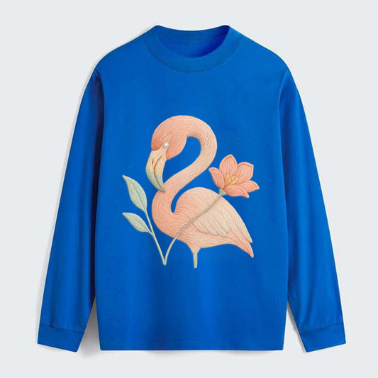 Peach Flamingo - Classic Long Sleeve Shirt - Blue