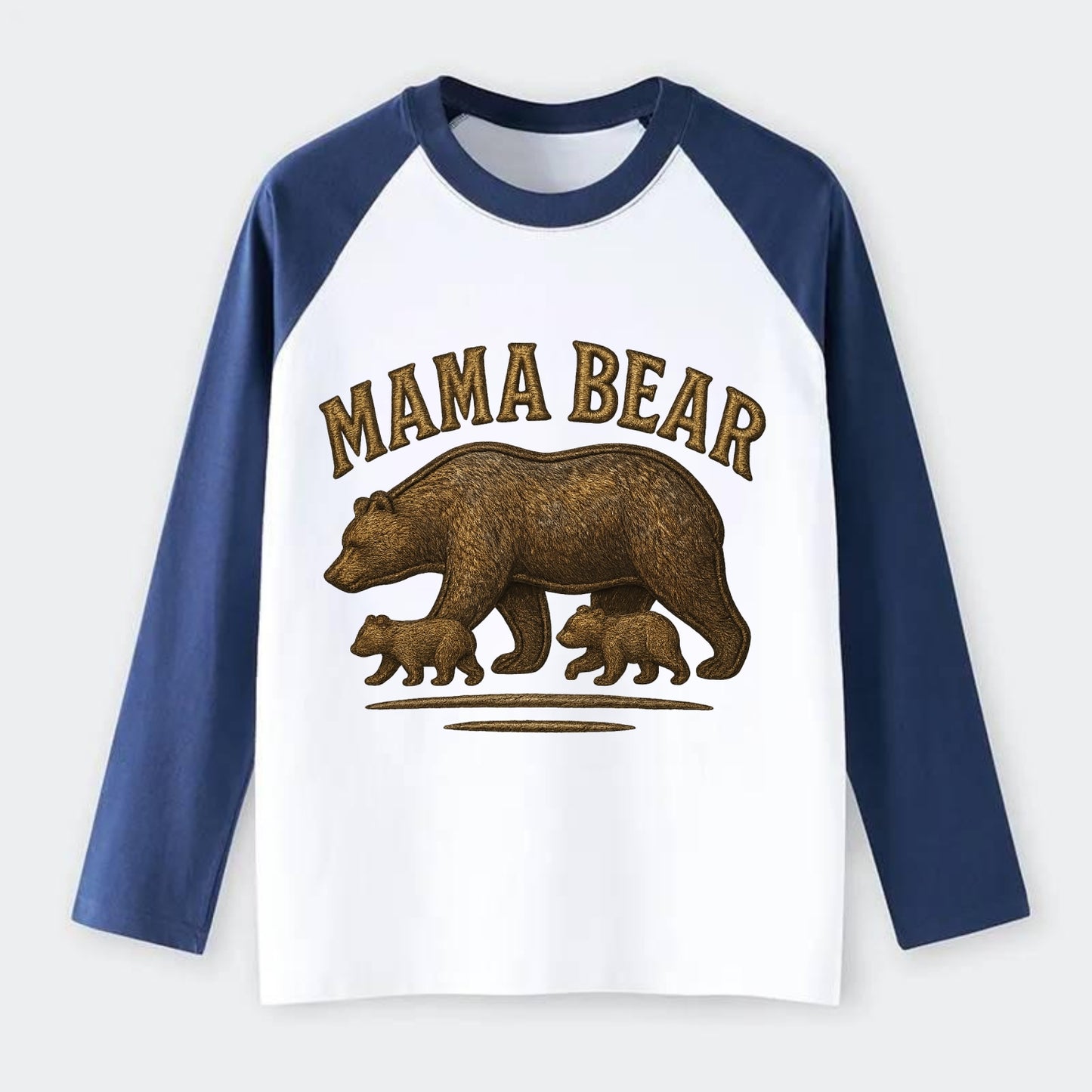 Mama Bear  - Raglan Long Sleeve T-Shirt - Blue