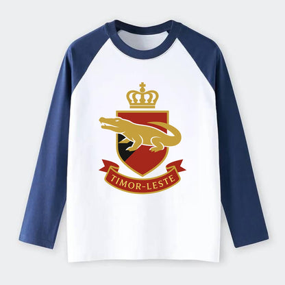 Timor-Leste Royal Logo  - Raglan Long Sleeve T-Shirt - Blue