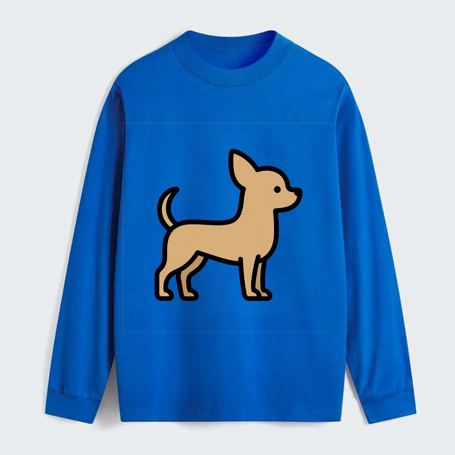 Chihuahua - Tan smooth coat flat side profile - Classic Long Sleeve Shirt - Blue