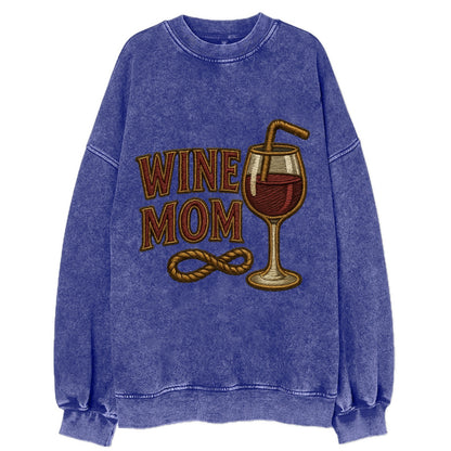Wine Mom  - Vintage Sweatshirt - Blue