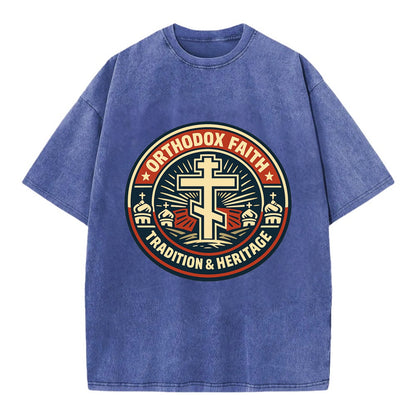 Faithful Heritage Emblem - Vintage T-shirt - Blue