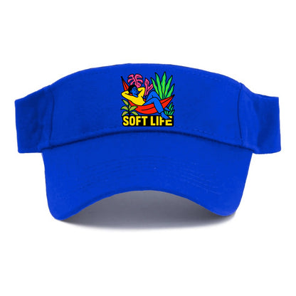 Person relaxing in hammock with plants - "soft life" aesthetic, peaceful living goals - Visor - Blue