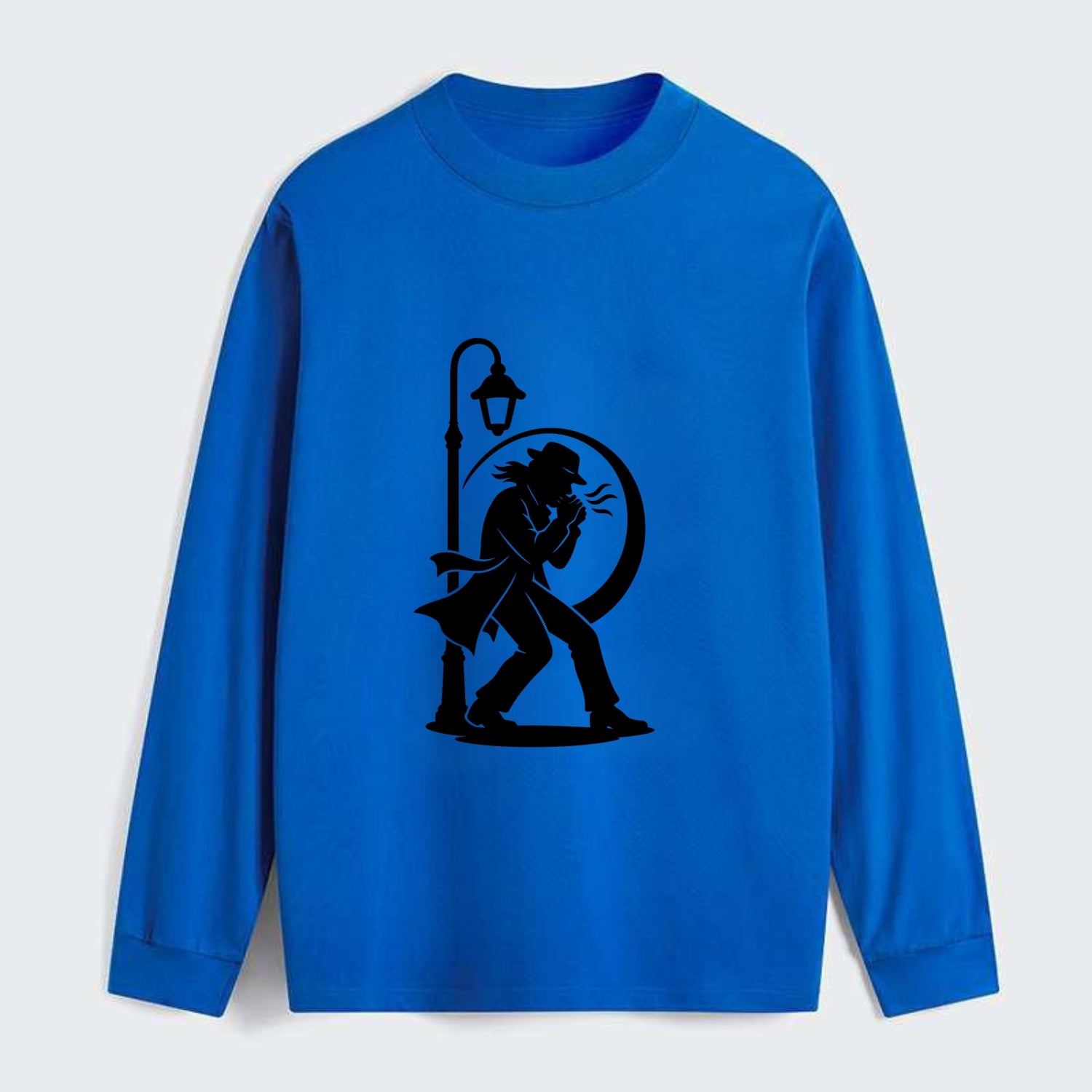 Blues harmonica player under streetlight - Classic Long Sleeve Shirt - Blue