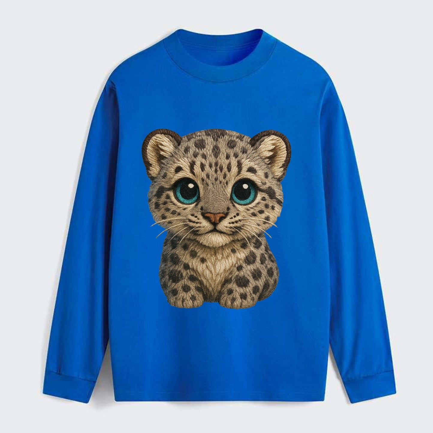 Baby Snow Leopard Cub - gray spotted, thick fur, blue-green eyes, - Classic Long Sleeve Shirt - Blue
