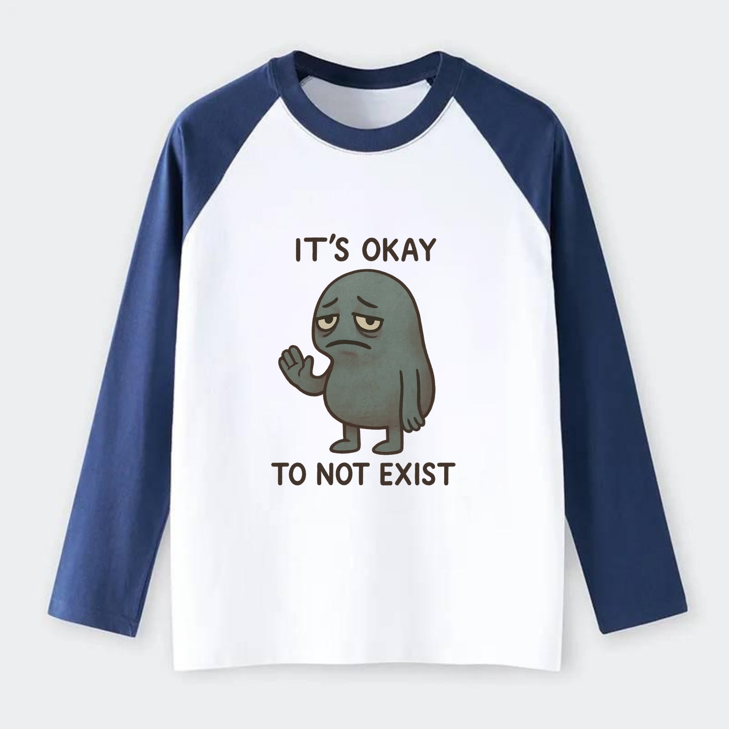 SUBTITLES ARE BEHIND | Text running to catch up - Raglan Long Sleeve T-Shirt - Blue