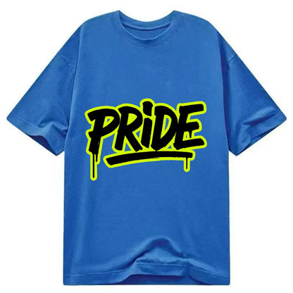 Bold typography design - "PRIDE" - dignified satisfaction, honor - Classic T-shirt - Blue