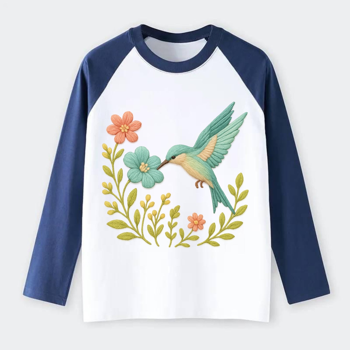 Mint Bee-Eater - Raglan Long Sleeve T-Shirt - Blue