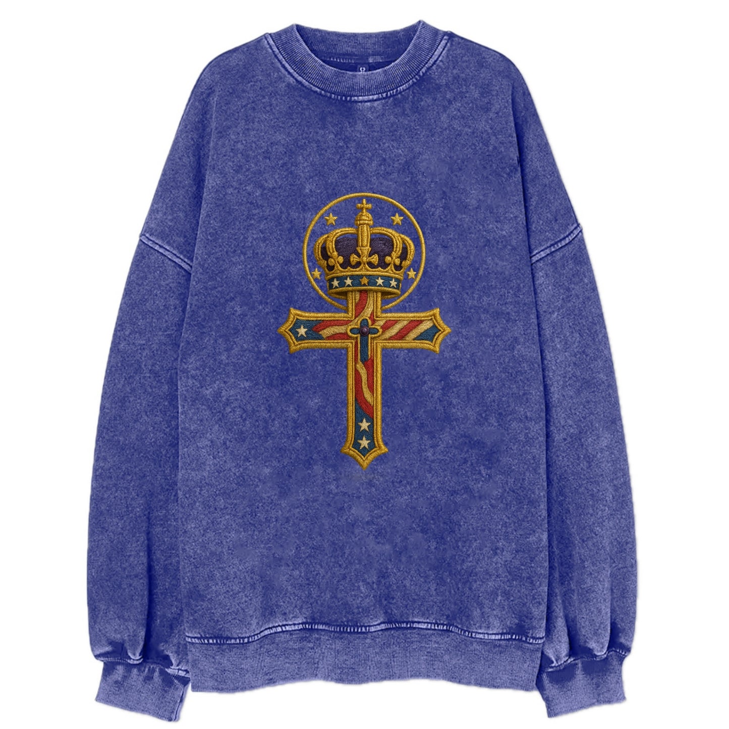 Cross and Crown  - Vintage Sweatshirt - Blue