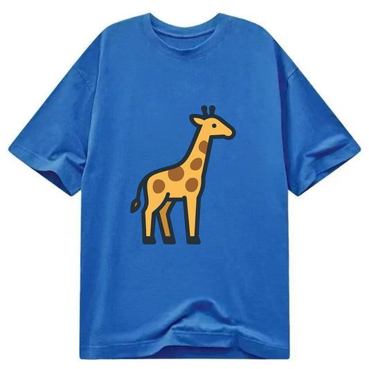 Giraffe - Yellow with brown patches flat side profile - Classic T-shirt - Blue