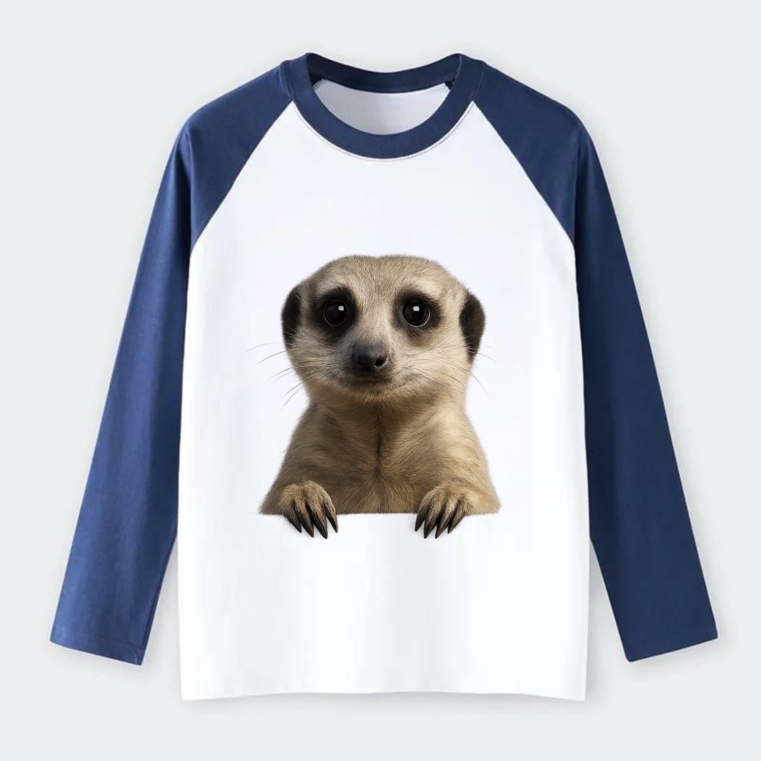 Meerkat  - Raglan Long Sleeve T-Shirt - Blue