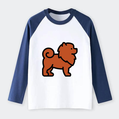 Chow Chow - Red fluffy flat side profile - Raglan Long Sleeve T-Shirt - Blue
