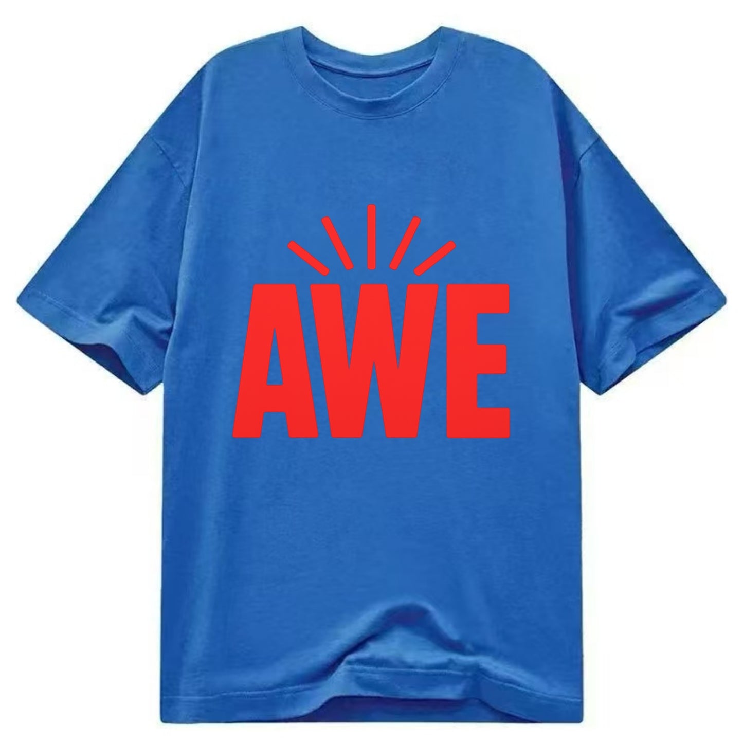 Bold typography design - "AWE" - overwhelming wonder - Classic T-shirt - Blue