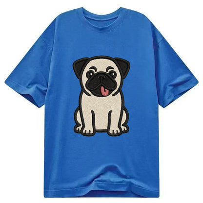 Pug - Tilted head with tongue out - Clas Classic T-shirt - Blue