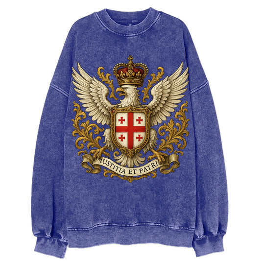 Georgia White Eagle Emblem  - Vintage Sweatshirt - Blue