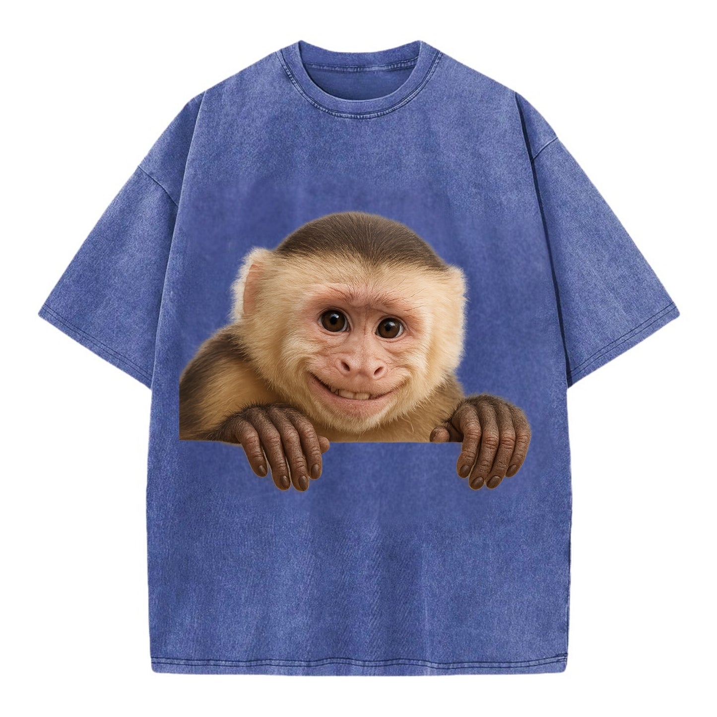 Capuchin Monkey  - Vintage T-shirt - Blue