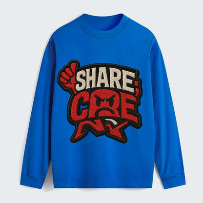 SHARE;CARE TOO MUCH Oversharer Green Hat - Classic Long Sleeve Shirt - Blue