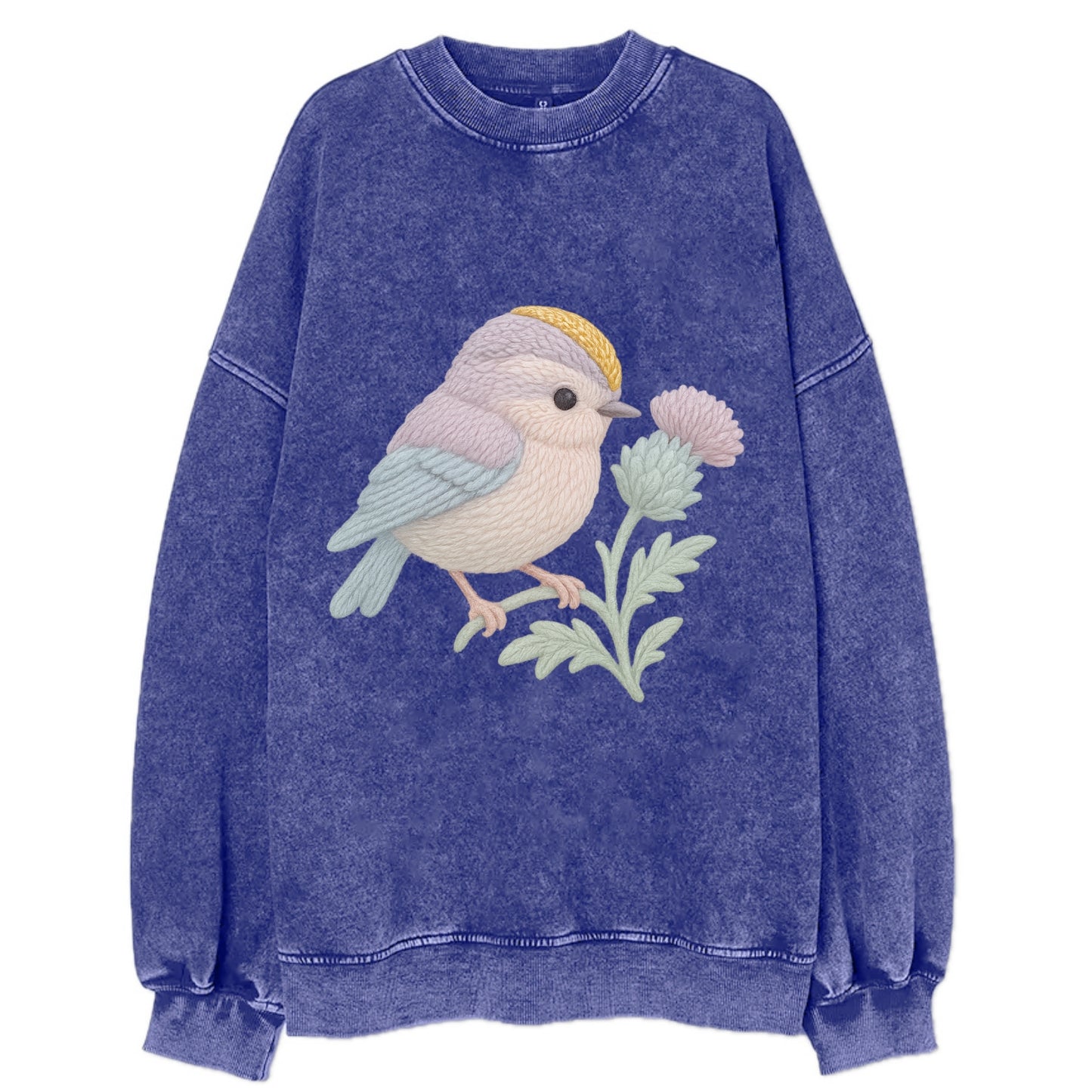 Firecrest Thistle Crown  - Vintage Sweatshirt - Blue