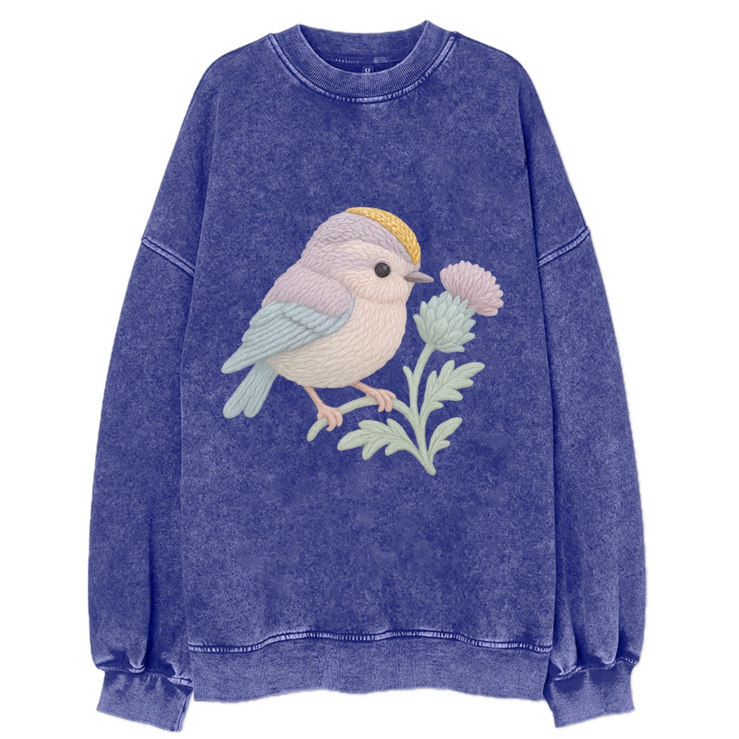 Firecrest Thistle Crown  - Vintage Sweatshirt - Blue