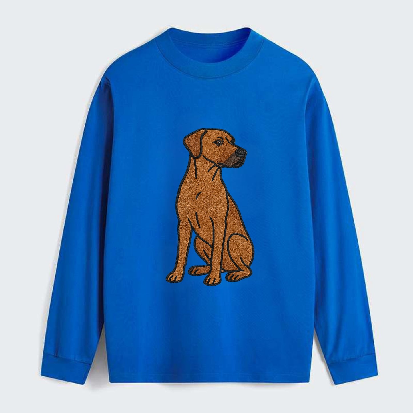 Rhodesian Ridgeback - Red wheaten embroidered pose - Classic Long Sleeve Shirt - Blue