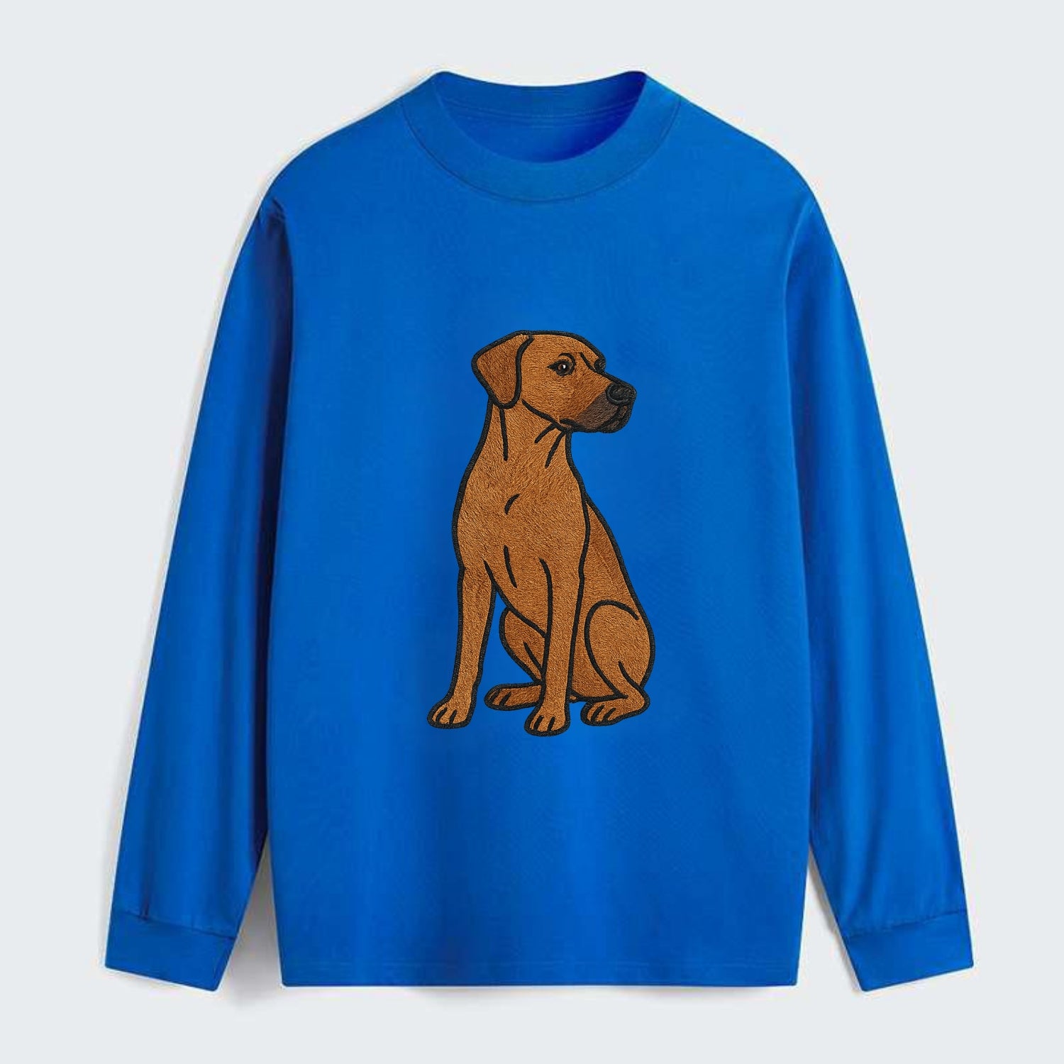 Rhodesian Ridgeback - Red wheaten embroidered pose - Classic Long Sleeve Shirt - Blue