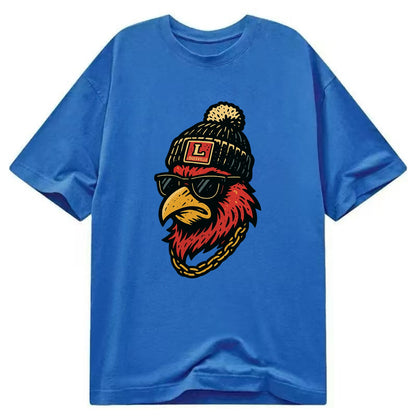Louisville Cardinal wearing Louisville beanie with L patch - Classic T-shirt - Blue