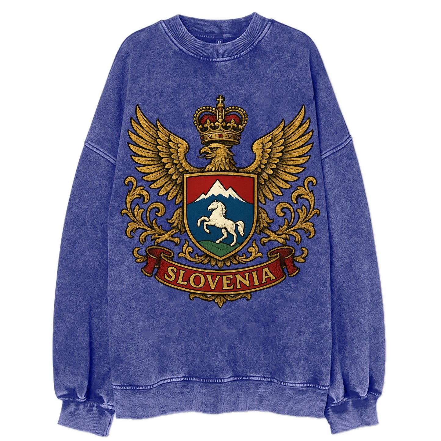 Slovenia Heritage Badge  - Vintage Sweatshirt - Blue