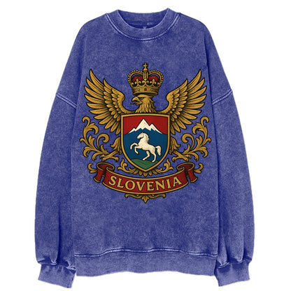 Slovenia Heritage Badge  - Vintage Sweatshirt - Blue