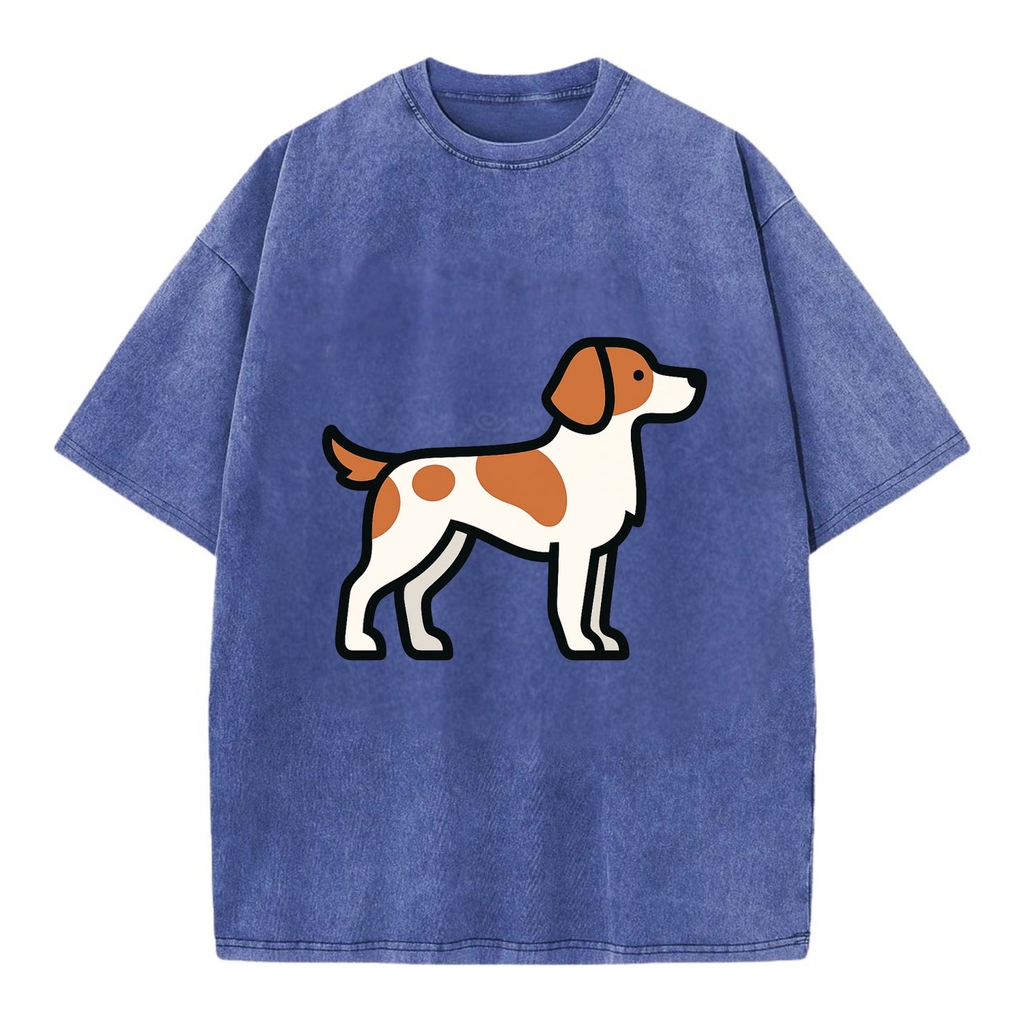 Brittany Spaniel - Orange and white flat side profile - Vintage T-shirt - Blue