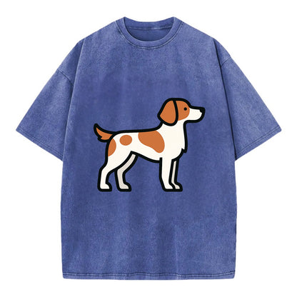 Brittany Spaniel - Orange and white flat side profile - Vintage T-shirt - Blue