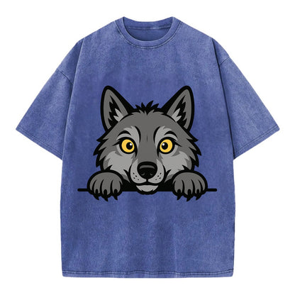 Wolf  - Vintage T-shirt - Blue