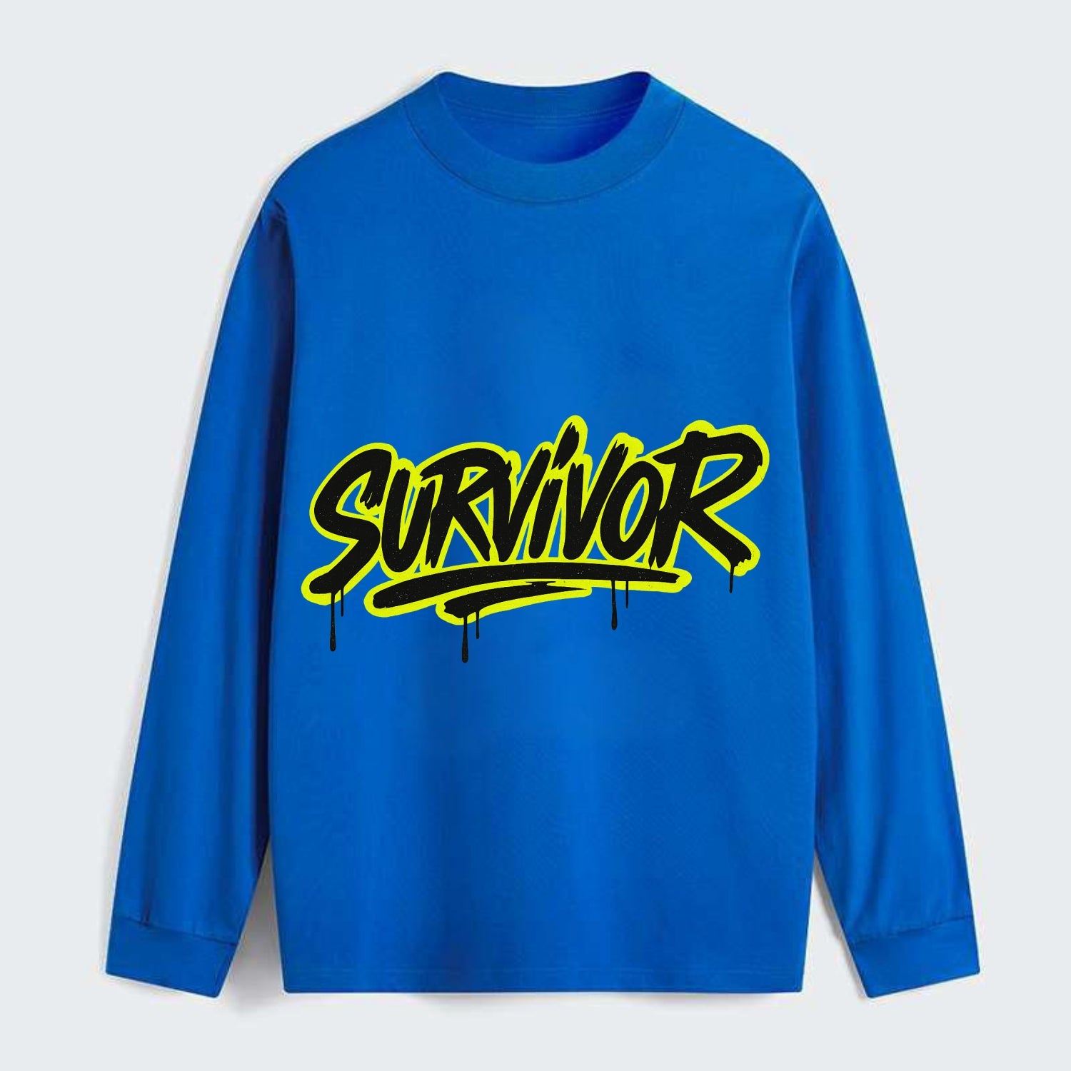 Bold typography design - "SURVIVOR" - overcomer, still standing, made - Classic Long Sleeve Shirt - Blue