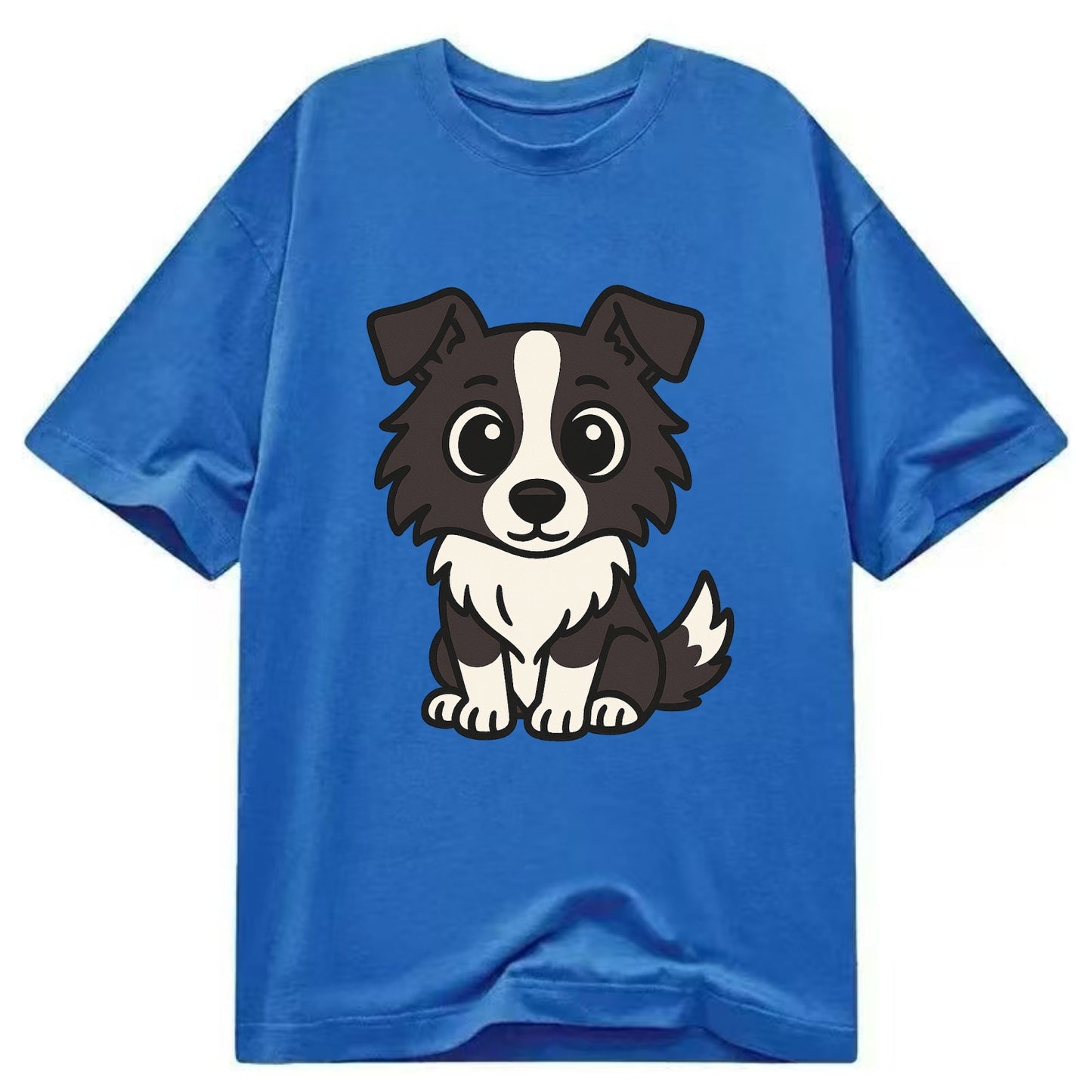Border Collie - Intense stare sitting pose - Classic T-shirt - Blue