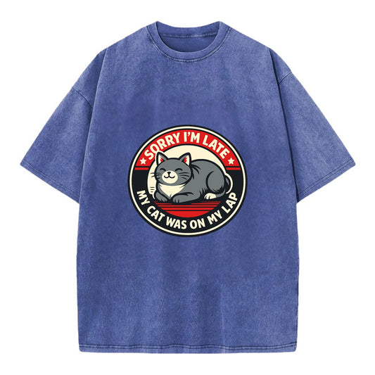 Charming Cat Loaf Excuse Emblem - Vintage T-shirt - Blue
