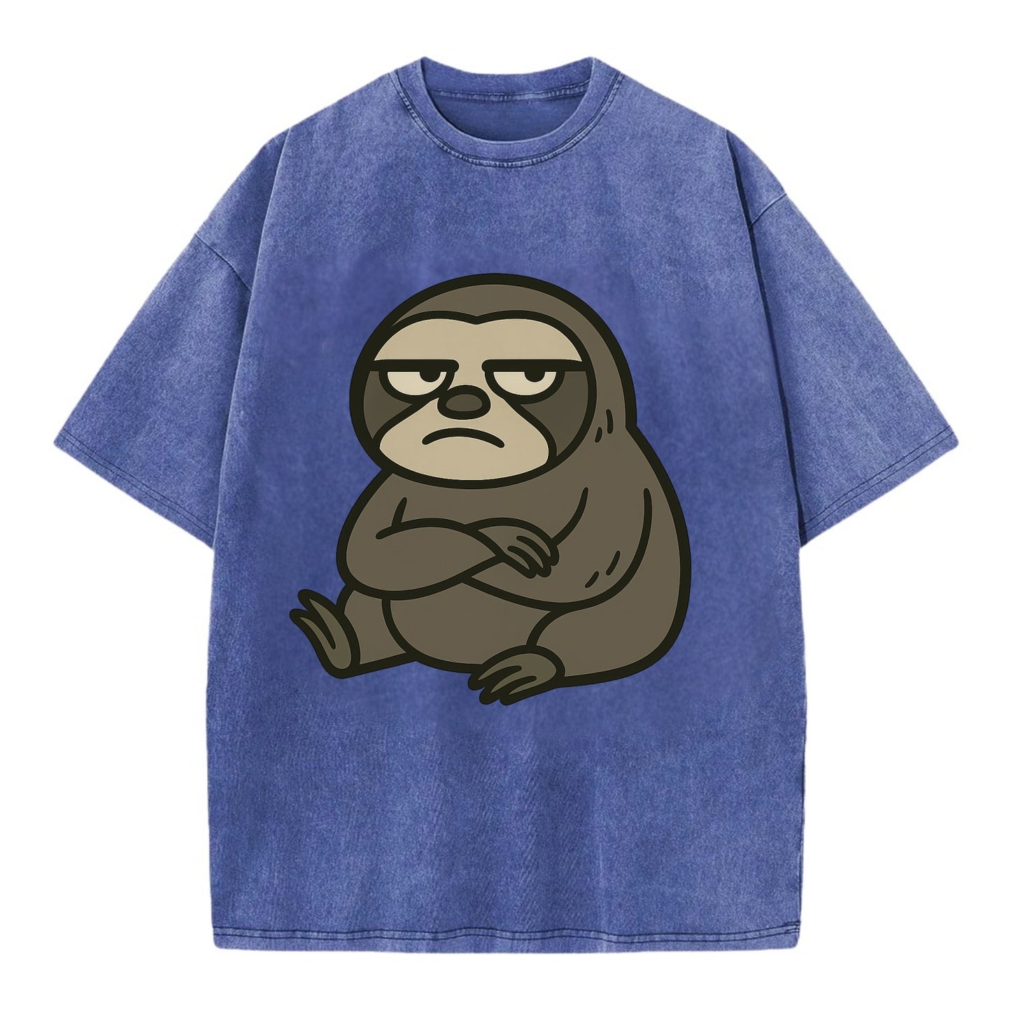 The Sloth Judging Silently - Vintage T-shirt - Blue