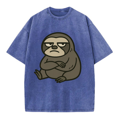 The Sloth Judging Silently - Vintage T-shirt - Blue
