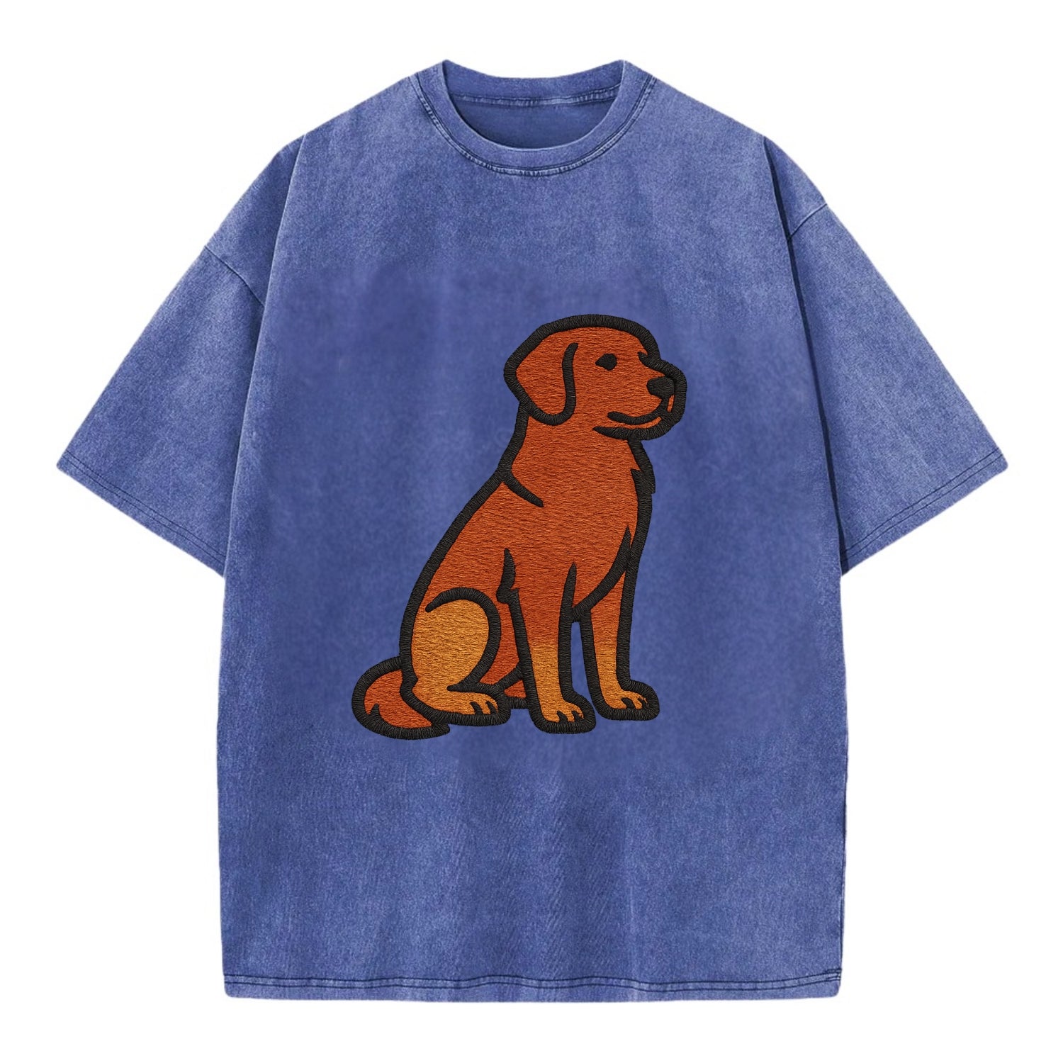 Nova Scotia Duck Tolling Retriever - Red embroidered pose - Vintage T-shirt - Blue