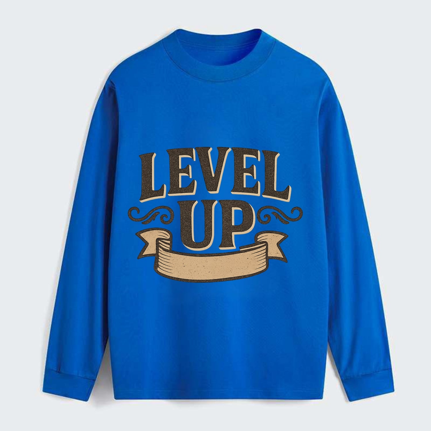Bold typography design - "LEVEL UP" - improving, advancing, growing - Classic Long Sleeve Shirt - Blue