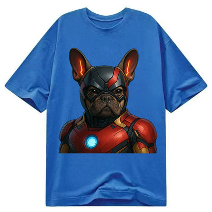 French Bulldog Iron Man  - Classic T-shirt - Blue