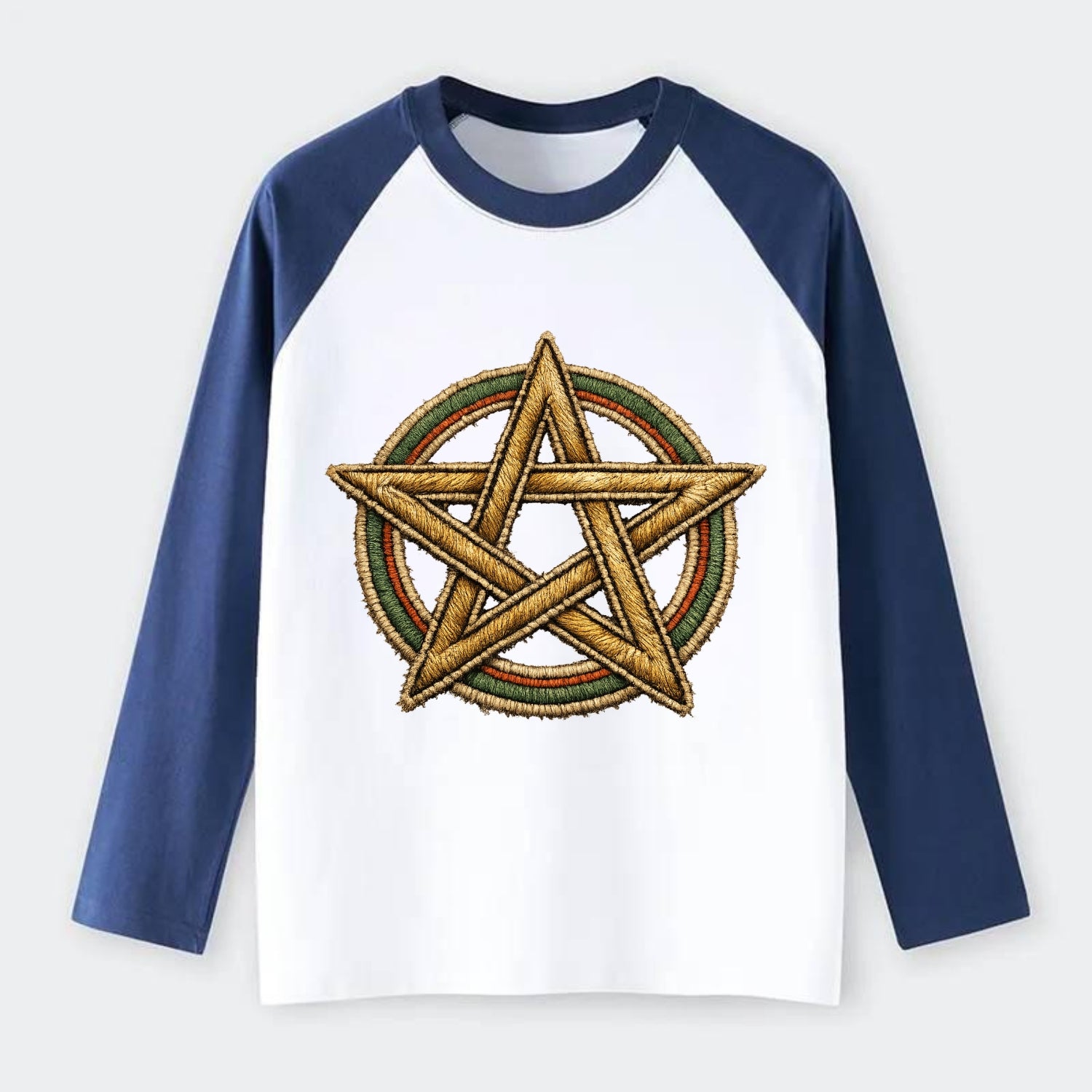Pentacle Knot - Raglan Long Sleeve T-Shirt - Blue