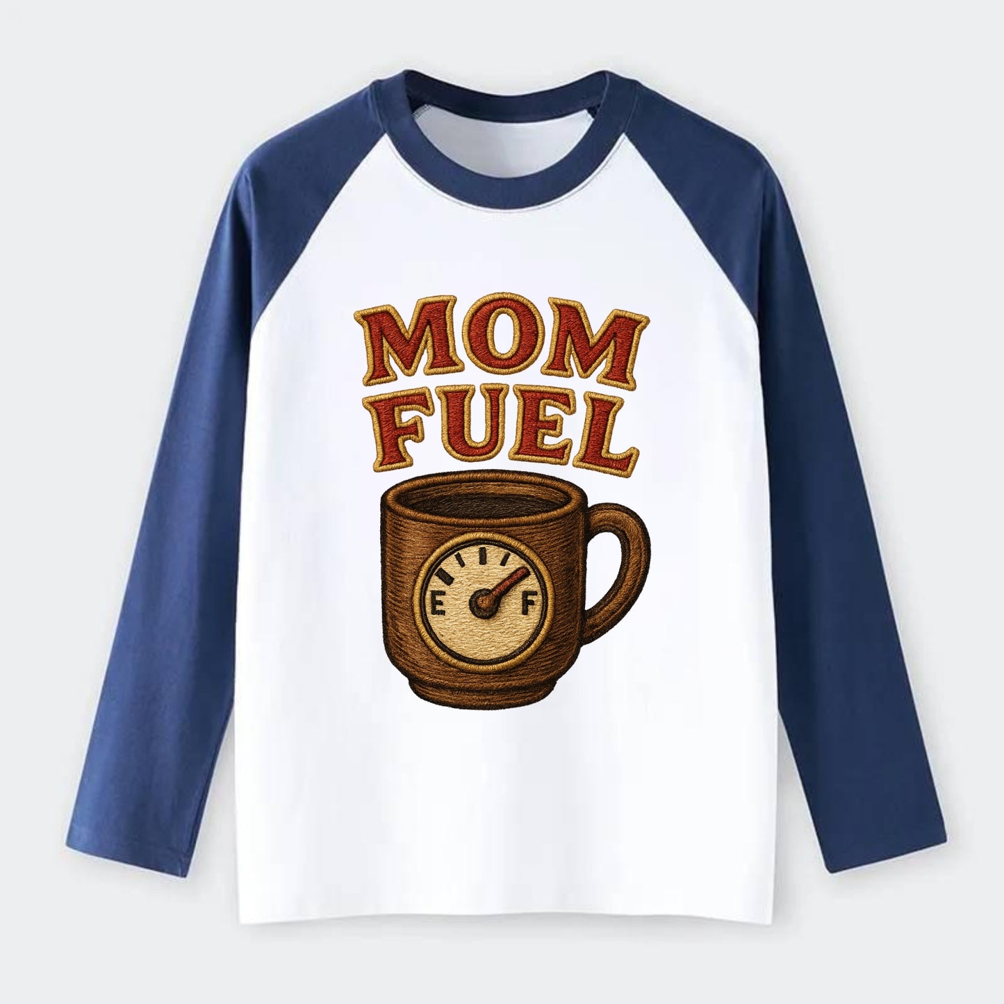 Mom Fuel  - Raglan Long Sleeve T-Shirt - Blue