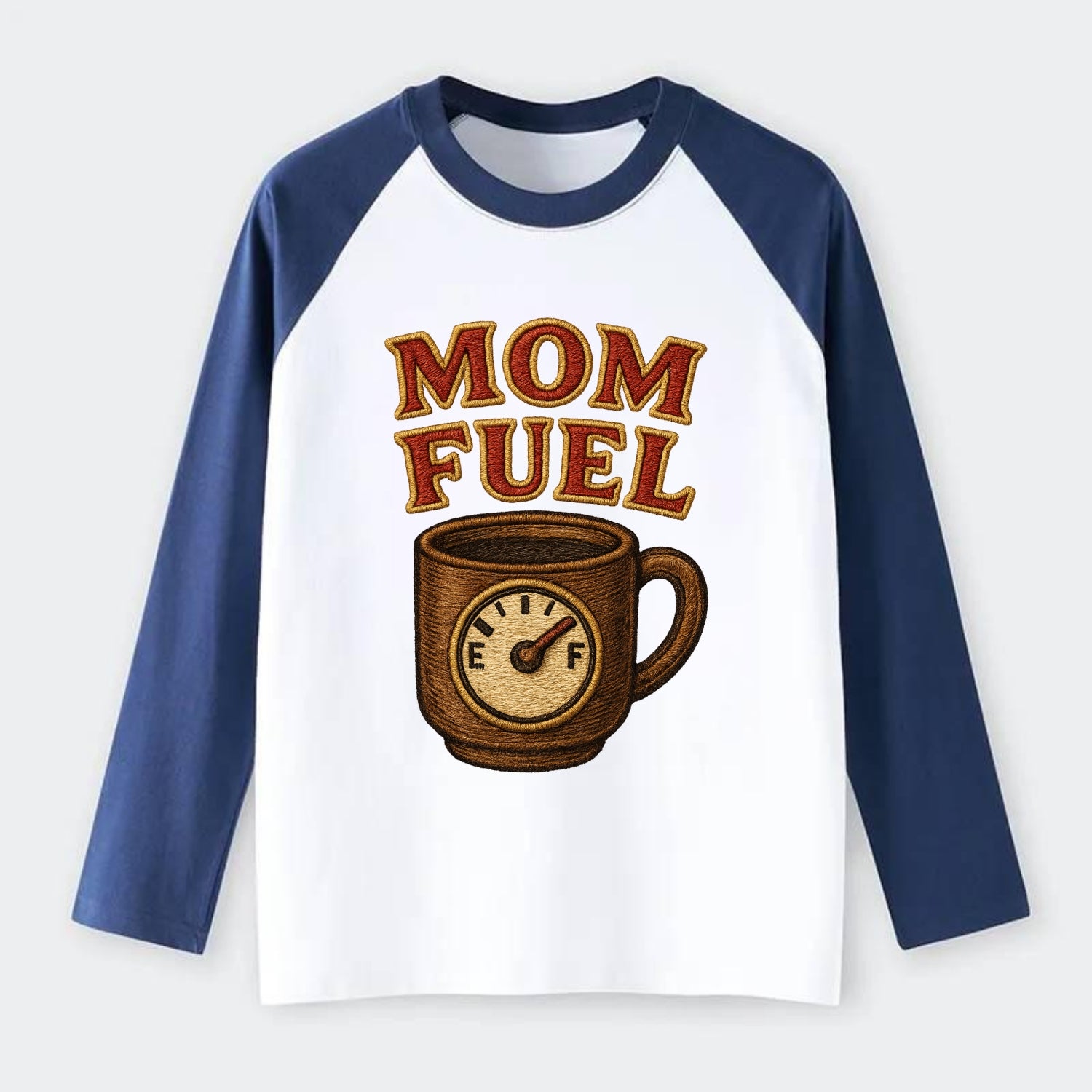 Mom Fuel  - Raglan Long Sleeve T-Shirt - Blue